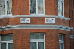One of the Abbey Road street signs by the famous crossing.