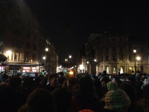 The view of Big Ben counting down 2014 from Trafalgar Square.