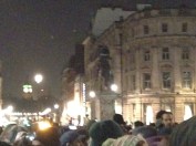 A (grainy) view of the statue climbers.