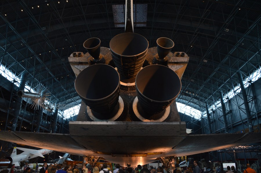 The three main engines of the Space Shuttle Discovery.