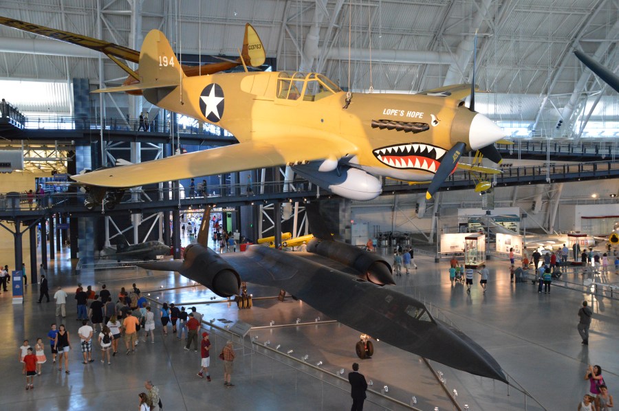 A contrast of old and new at the Air & Space Museum.