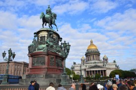 St. Isaac's Cathedral. The golden dome was painted gray during World War II to camouflage it from enemy planes.